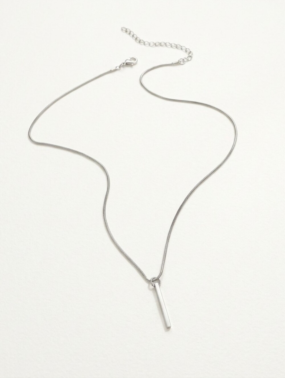 Minimalist Silver Bar Pendant Necklace - Women